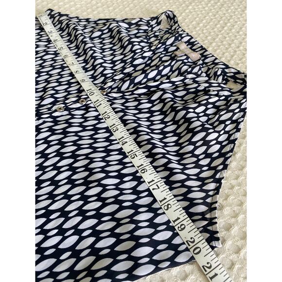 Banana Republic Blue White‎ Geometric Sleeveless Blouse Sz M - Picture 4 of 9